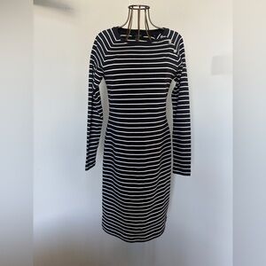 Ralph Lauren Navy and White Striped Long Sleeve Dress. NWT